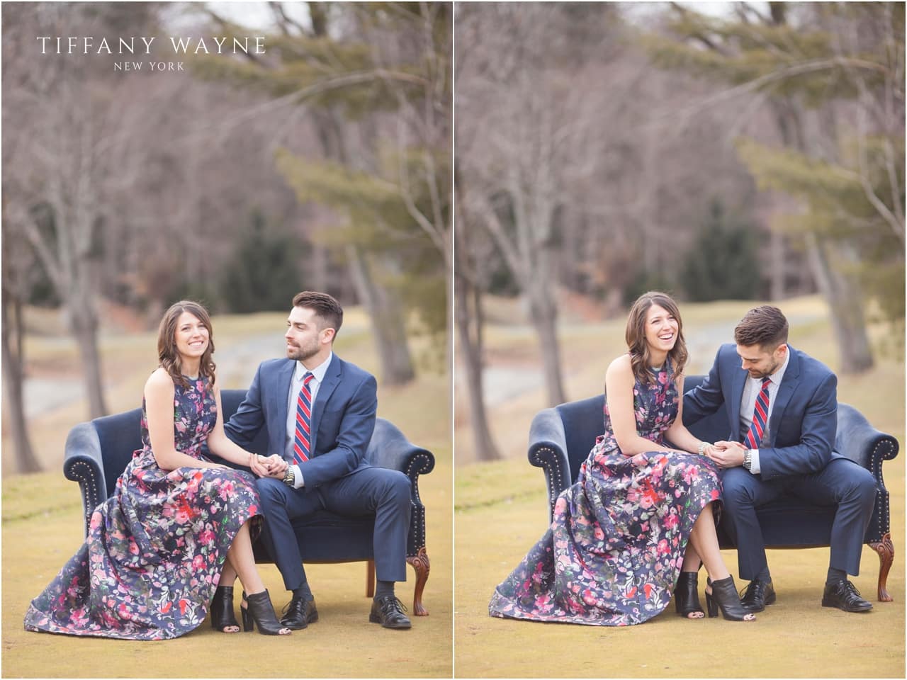 engagement session featuring vintage sofa by Tiffany Wayne Photography