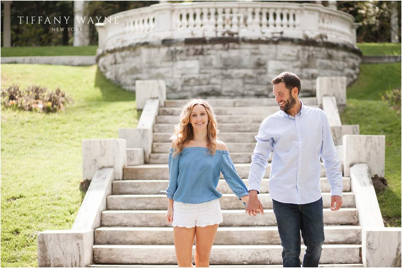 Yaddo Gardens engagement session holding hands 