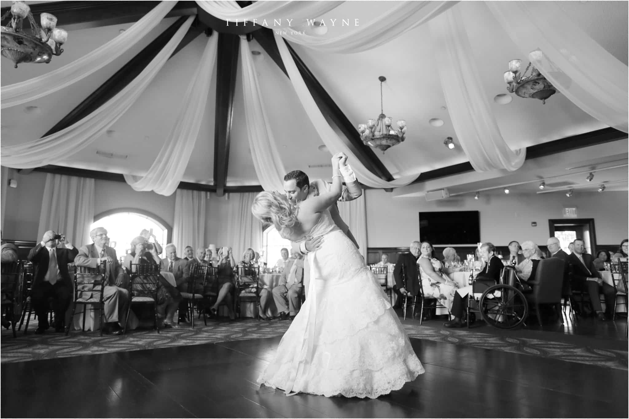 Saratoga National reception dancing bride and groom