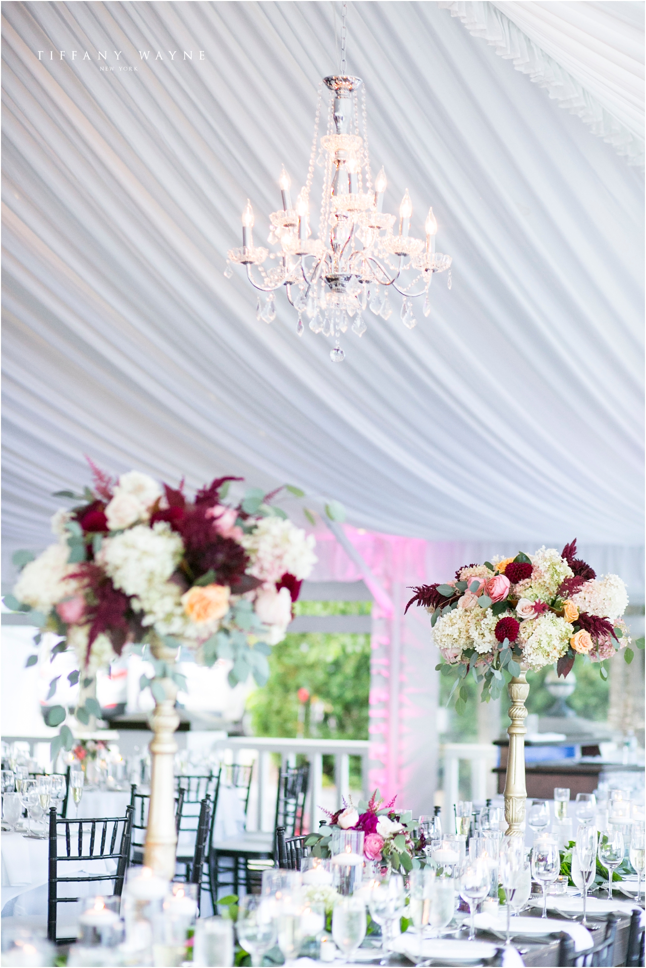 Classic tented reception at the Sagamore Resort 