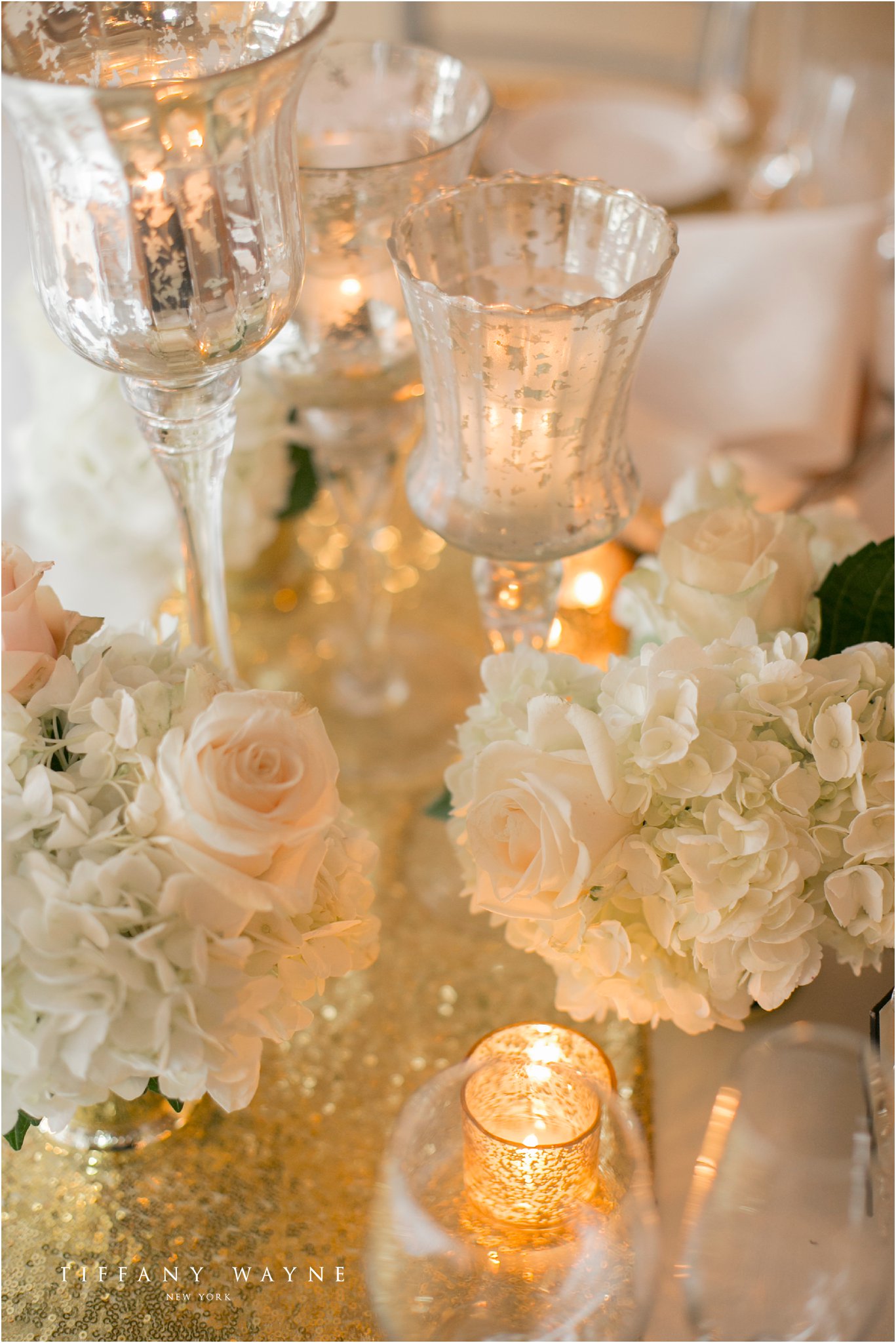 gold glam reception centerpieces Crooked Lake House