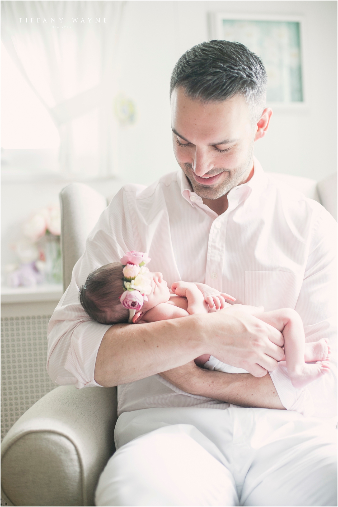 new dad with baby girl lifestyle newborn session