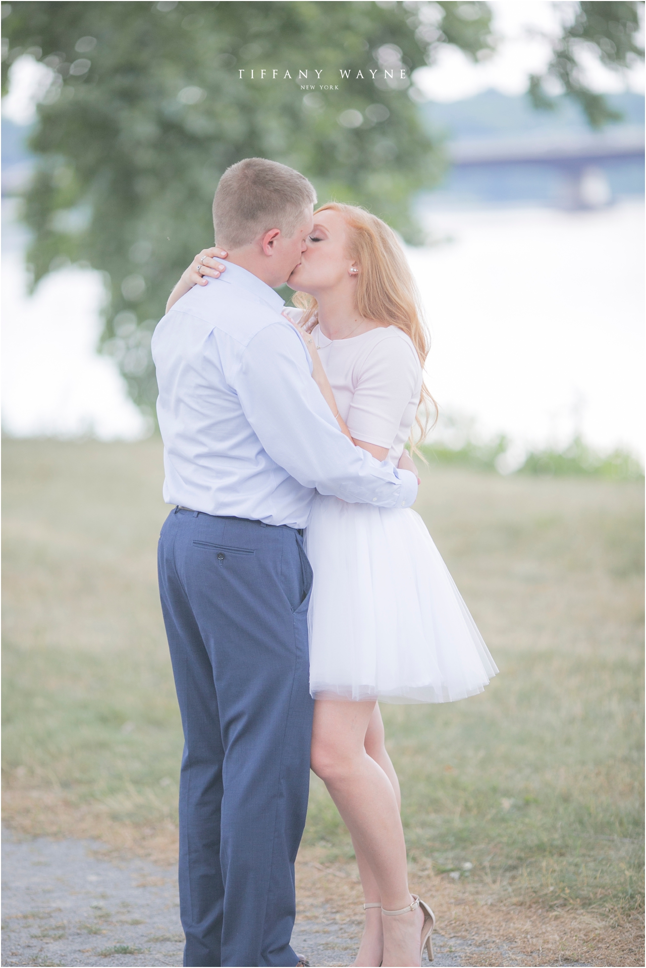 sweet kiss during New York engagement session 