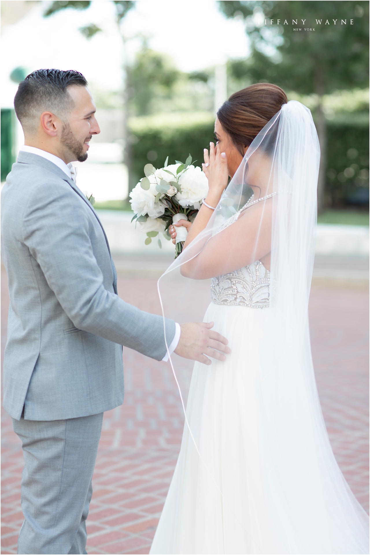 emotional first look for Albany NY wedding day