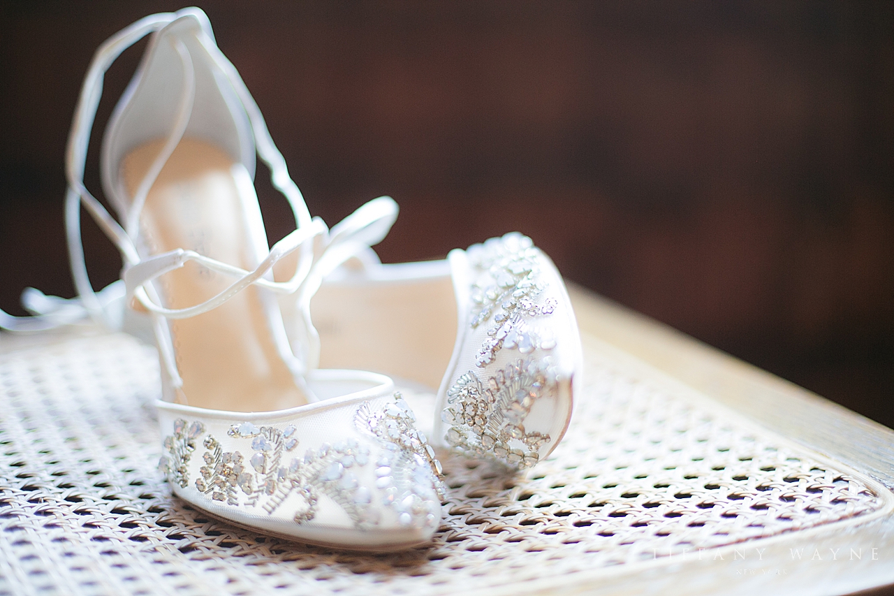 Wedding shoes for the bride photographed by new York wedding photographer Tiffany Wayne