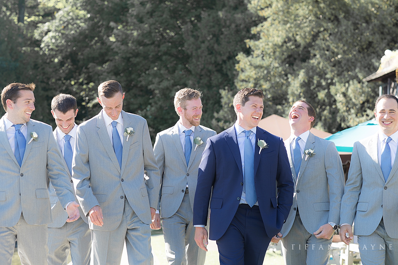 groom and groomsmen at Lake George by wedding photographer Tiffany Wayne