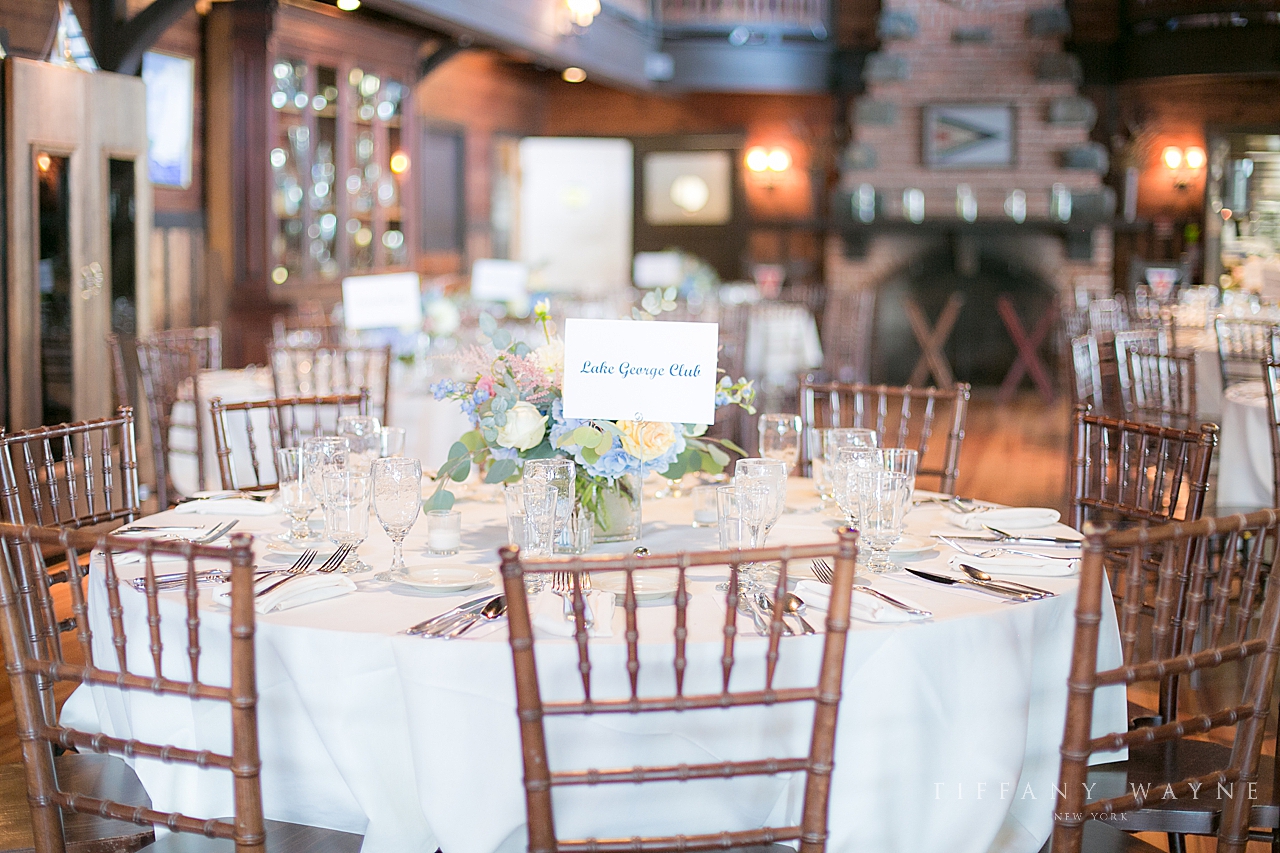 reception Details at Lake George Club by wedding photographer Tiffany Wayne
