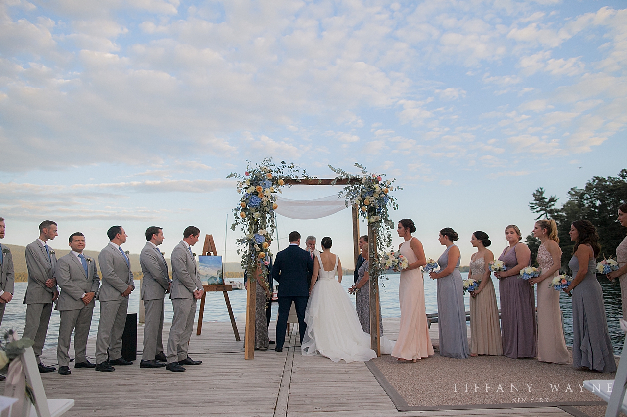 waterfront wedding ceremony photographed by wedding photographer Tiffany Wayne