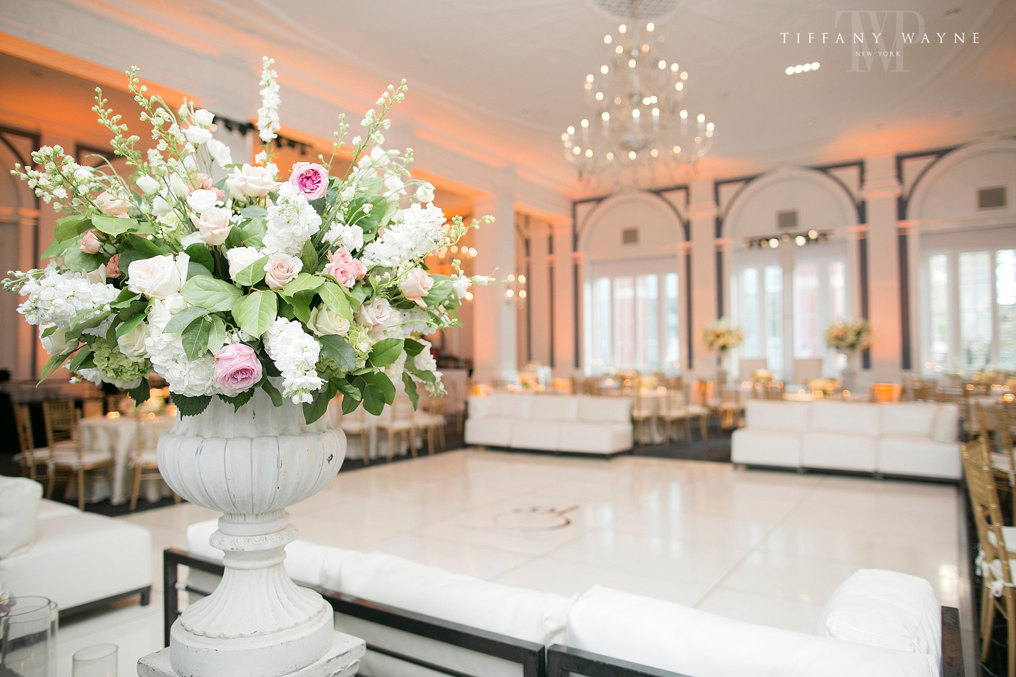 elegant wedding reception at Renaissance Hotel photographed by Tiffany Wayne Photography