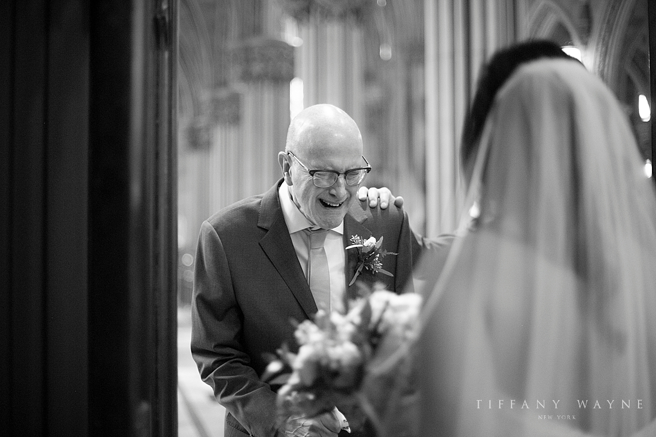 New York wedding photographer Tiffany Wayne captures emotional first look between bride and dad 