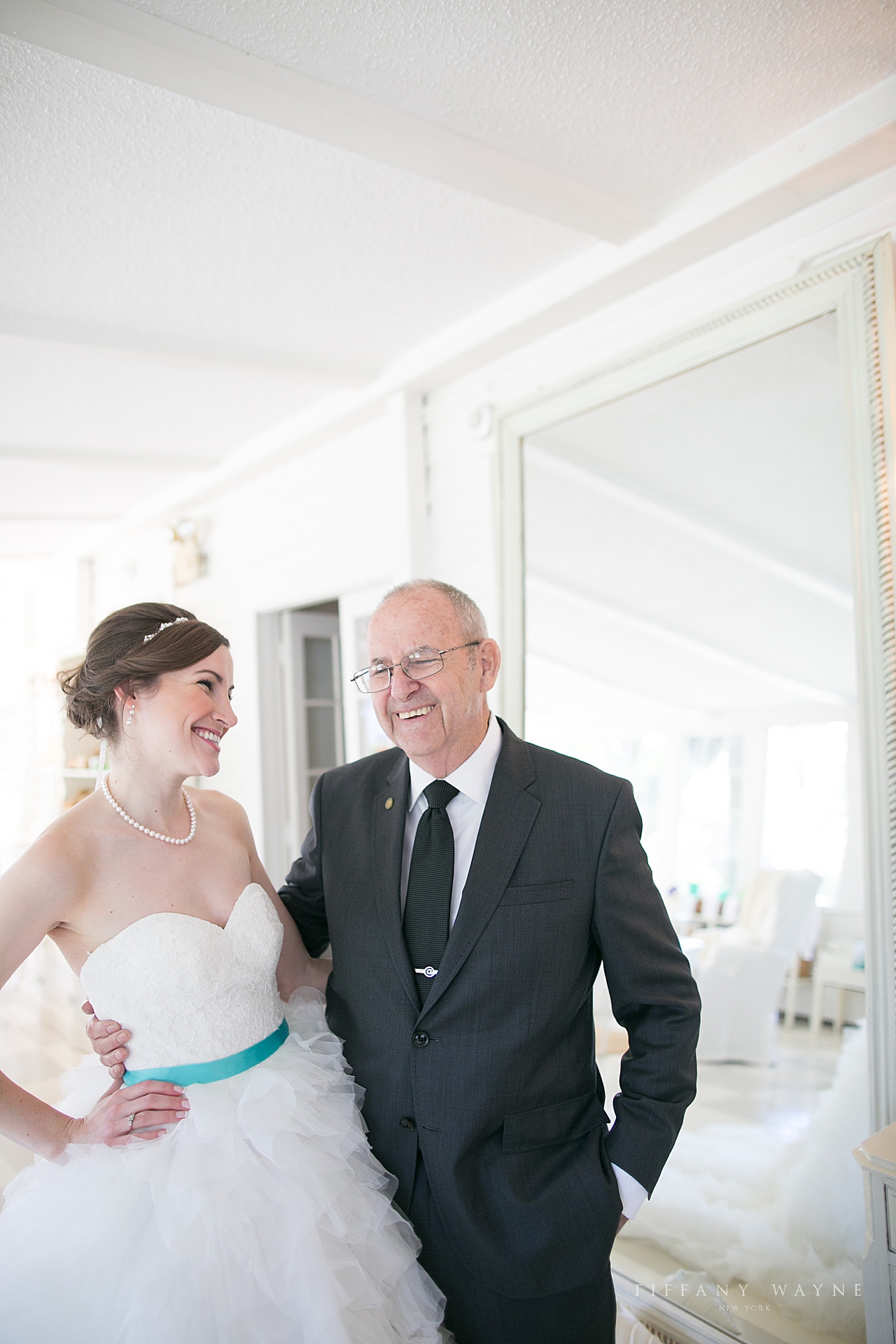 father first look with CT wedding photographer Tiffany Wayne Photography