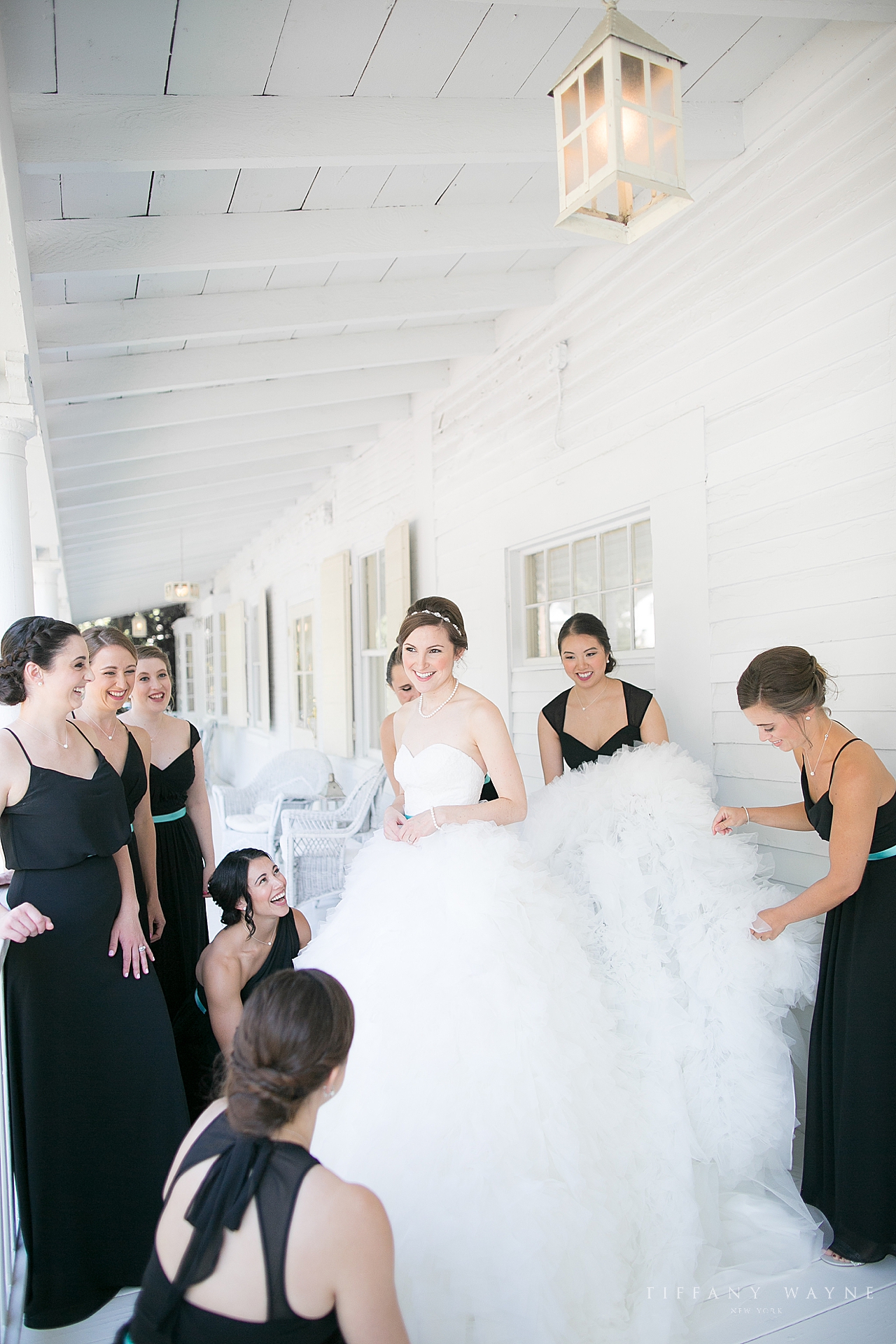 bride and bridesmaids before CT wedding photographed by wedding photographer Tiffany Wayne Photography