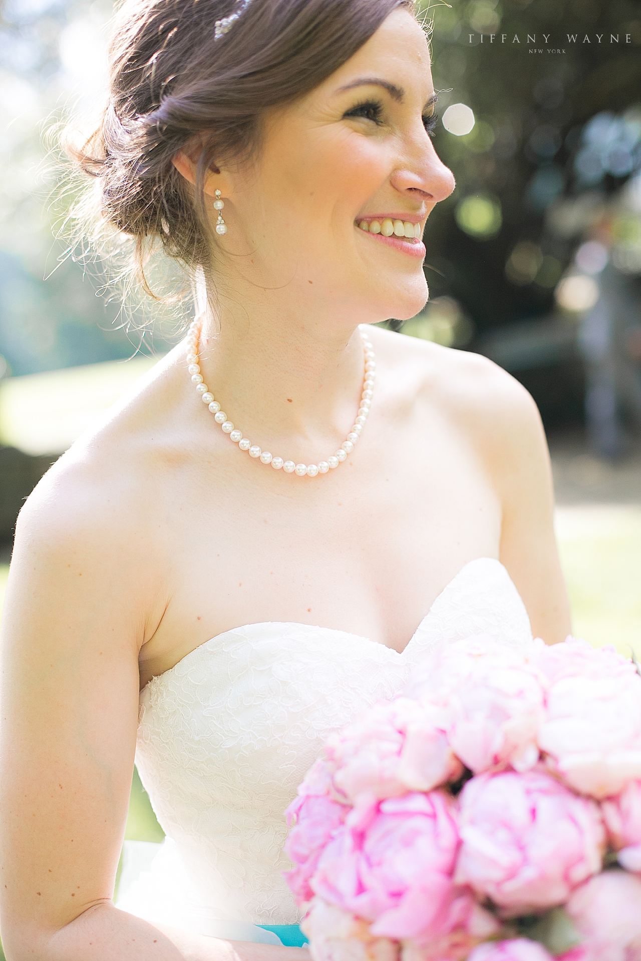 happy bride on wedding day photographed by wedding photographer Tiffany Wayne Photography
