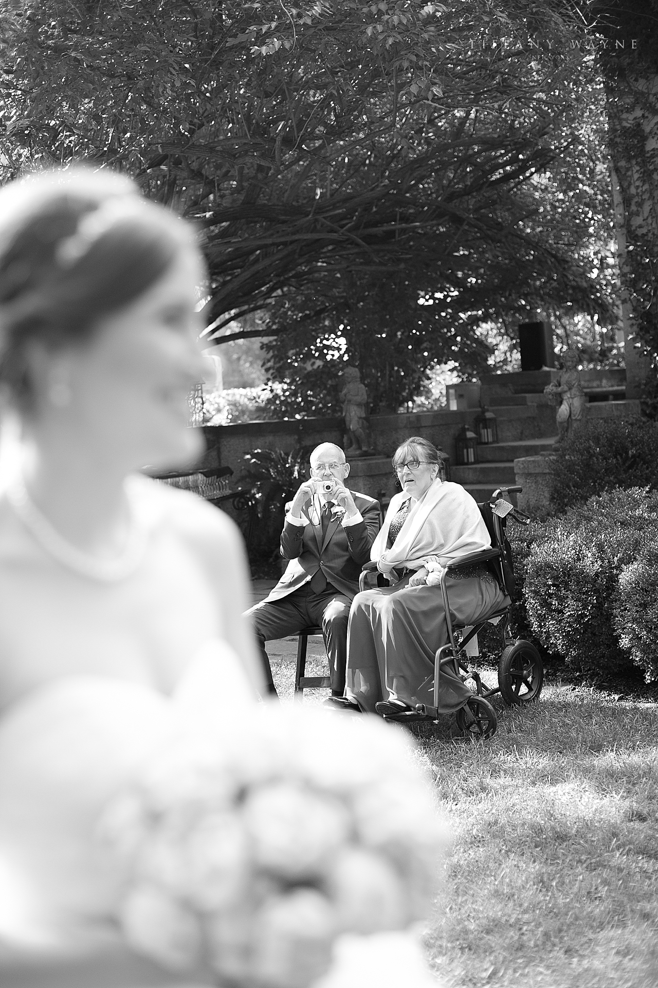 grandparents photograph bride before ceremony at Lord Thompson Manor