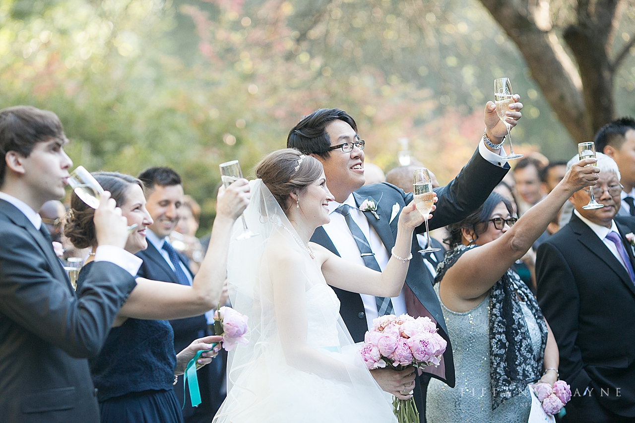 bride and groom toast during wedding reception photographed by CT wedding photographer Tiffany Wayne Photography