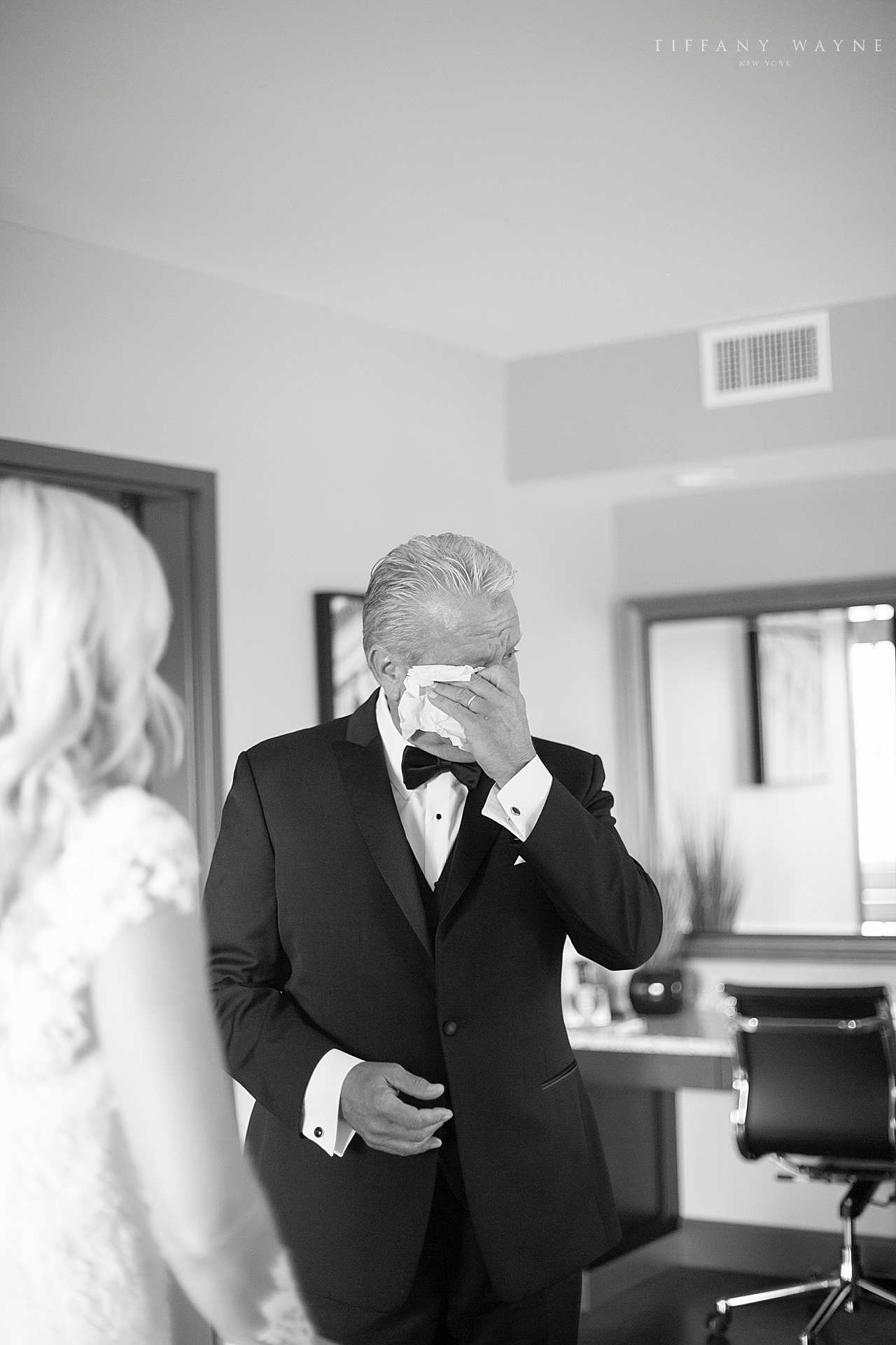 emotional first look with dad photographed by wedding photographer Tiffany Wayne Photography