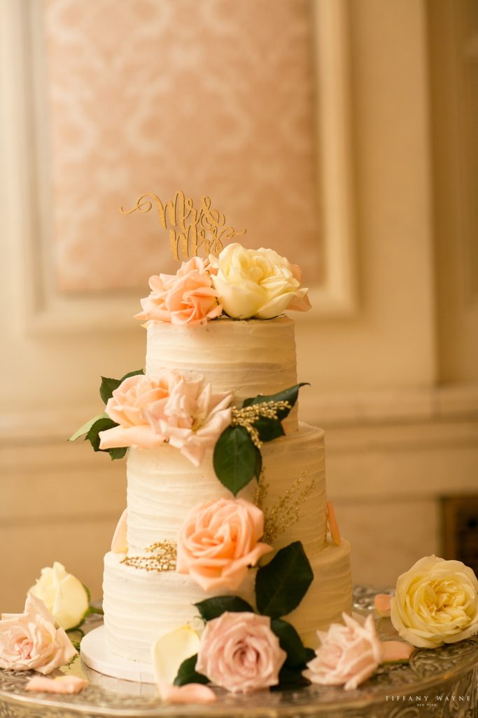 wedding cake at Franklin Plaza photographed by Tiffany Wayne, New York wedding photographer