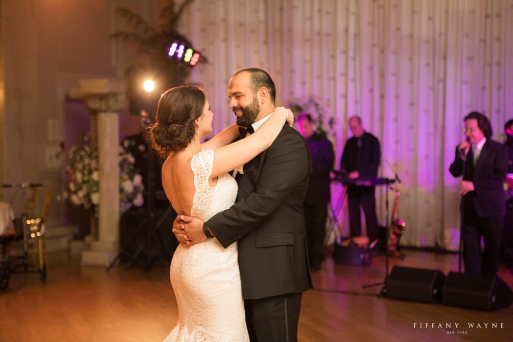bride and groom dance with live band photographed by Tiffany Wayne, New York wedding photographer